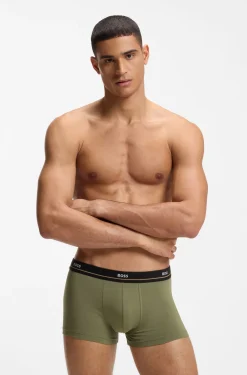 Fünferpack eng anliegende Boxershorts mit kurzem Bein aus Stretch-Baumwolle mit Logos am Bund