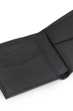 Geldbörse aus genarbtem Leder mit Metall-Logo