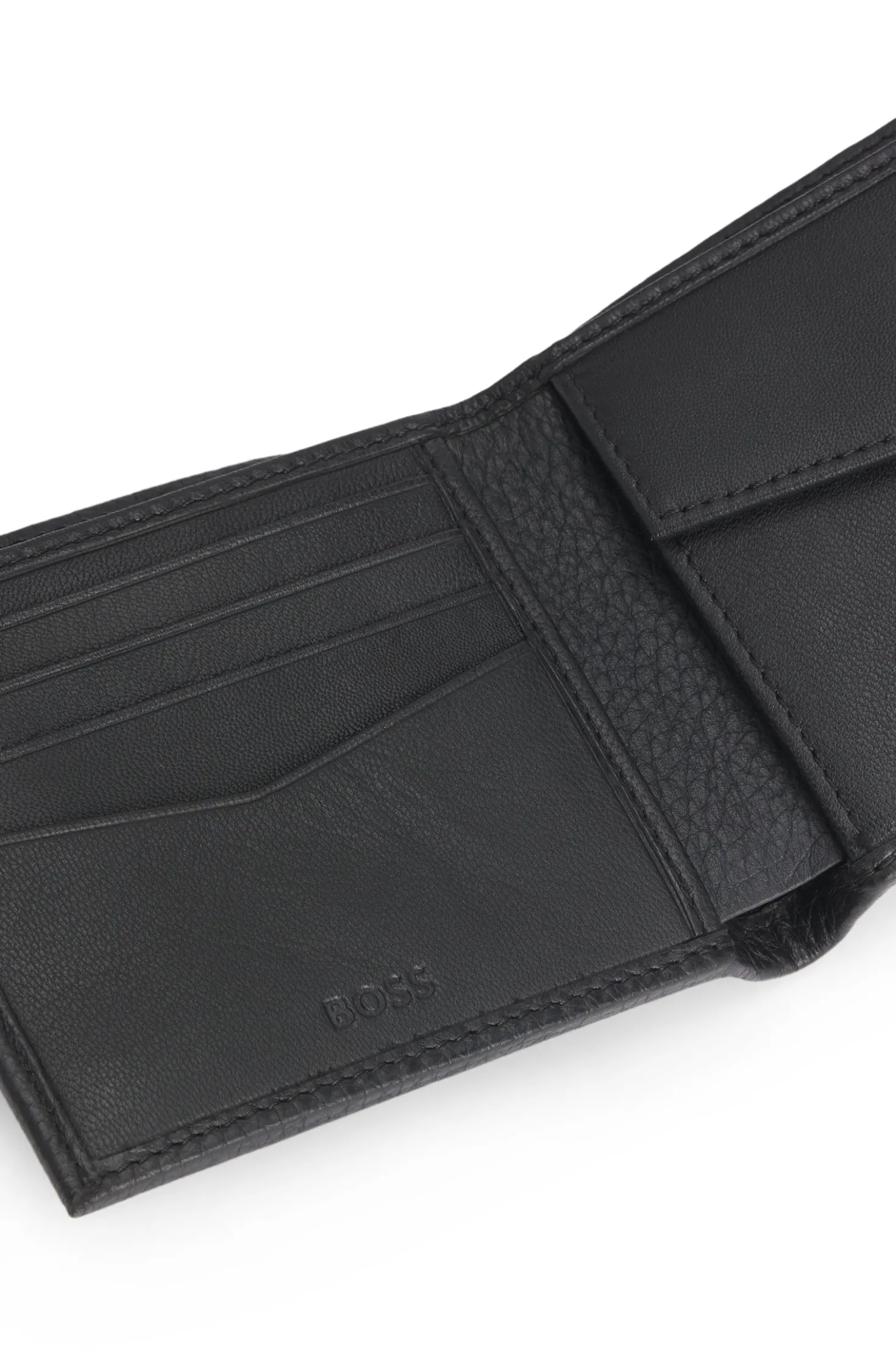 Geldbörse aus genarbtem Leder mit Metall-Logo