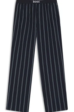 Gemusterte Pyjama-Hose aus Baumwoll-Popeline mit Logo-Bund