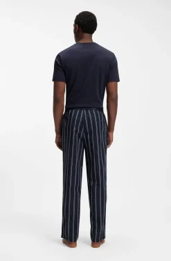 Gemusterte Pyjama-Hose aus Baumwoll-Popeline mit Logo-Bund