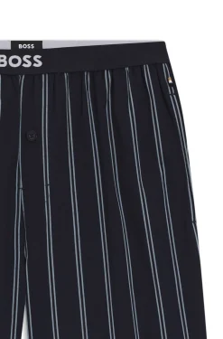 Gemusterte Pyjama-Hose aus Baumwoll-Popeline mit Logo-Bund