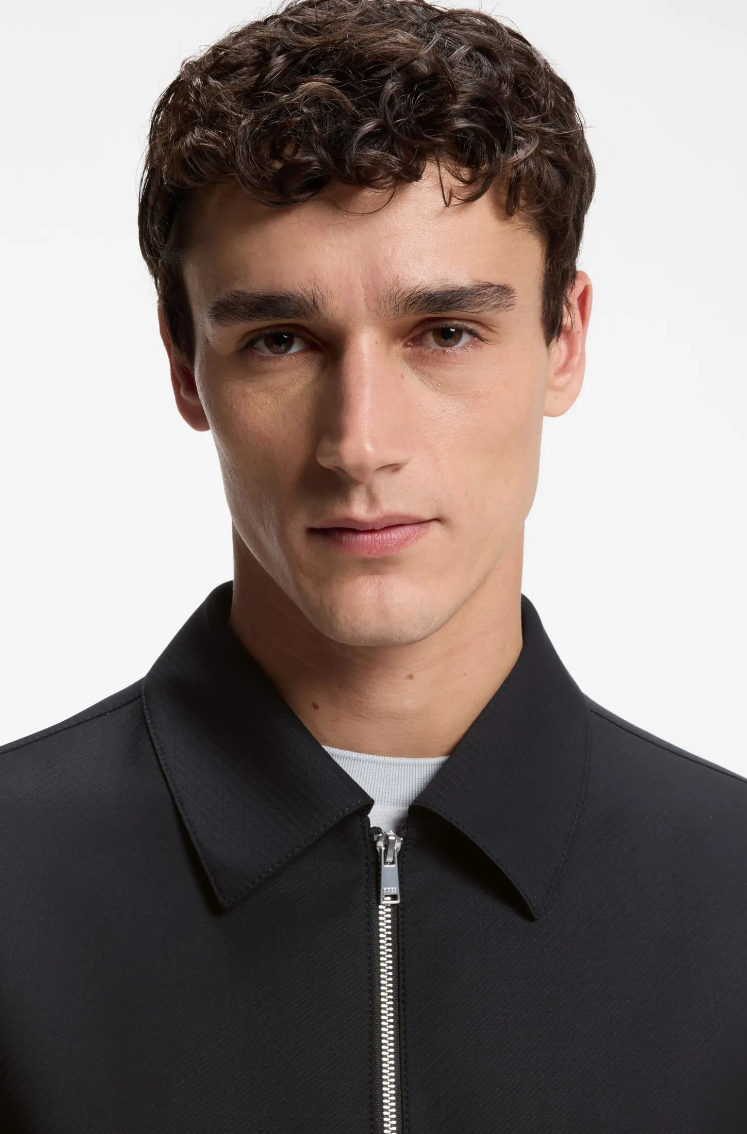 Gemusterte Slim-Fit Jacke aus elastischer Wolle