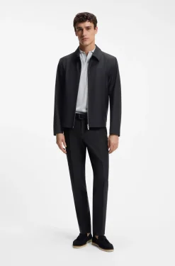 Gemusterte Slim-Fit Jacke aus elastischer Wolle