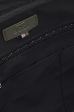 Genarbte Aktentasche mit Logo-Schriftzug