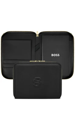 Genarbte schwarze DIN-A5-Konferenzmappe mit Double-B-Monogramm