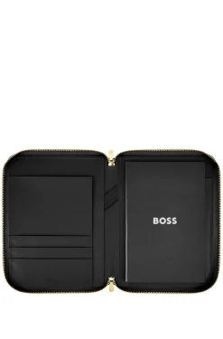 Genarbte schwarze DIN-A5-Konferenzmappe mit Double-B-Monogramm