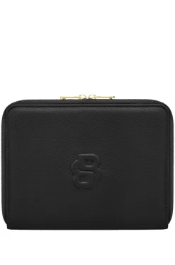 Genarbte schwarze DIN-A5-Konferenzmappe mit Double-B-Monogramm