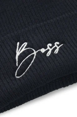 Gerippte Reitsport-Mütze mit Logo-Stickerei