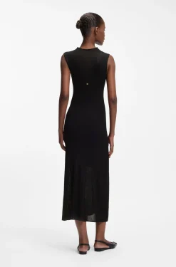Geripptes Kleid mit Colour-Block-Effekt