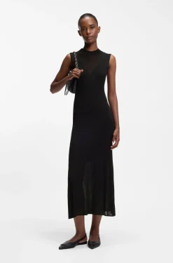 Geripptes Kleid mit Colour-Block-Effekt