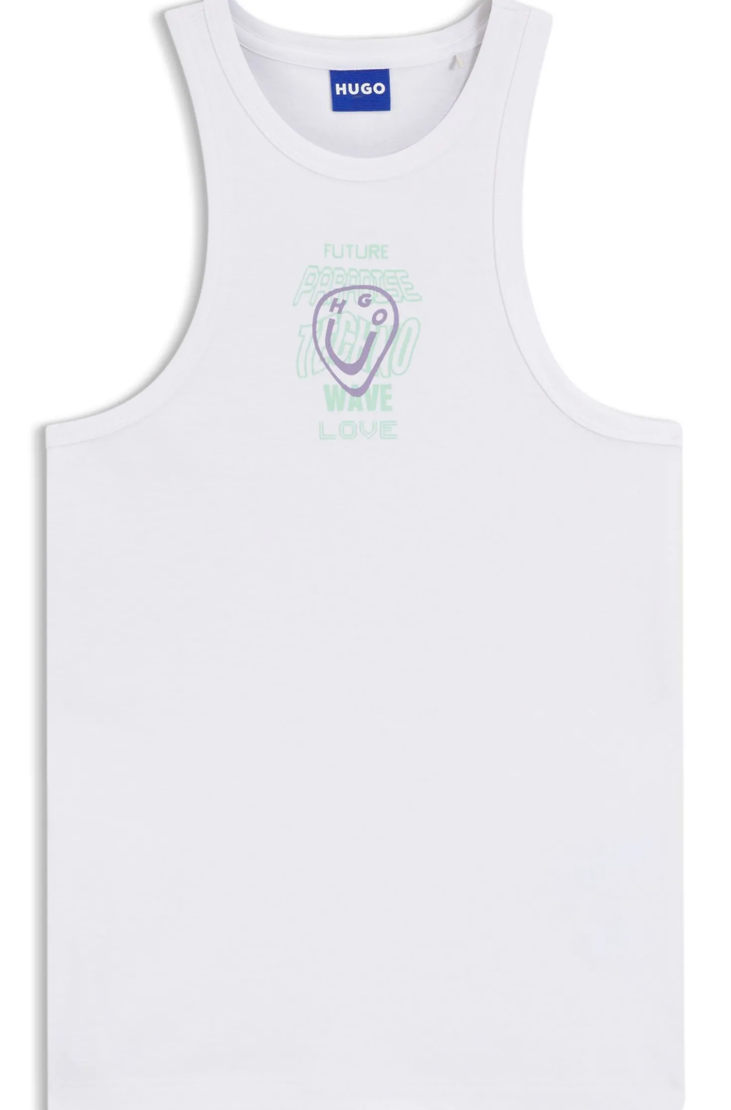 Geripptes Tanktop aus Baumwolle mit Logo-Kunstwerk