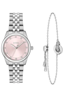 Geschenk-Set aus Uhr und Armband mit Kristallverzierung