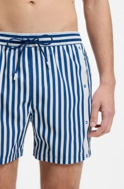 Gestreifte Badeshorts mit vertikalem Logo