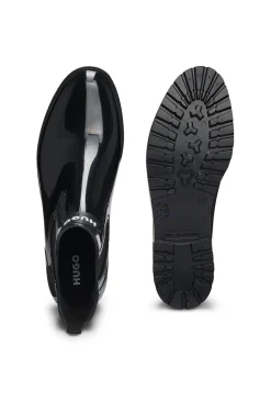 Glänzende Chelsea-Regenstiefel mit Logo-Patch