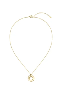 Goldfarbene Halskette mit Logo-Ring