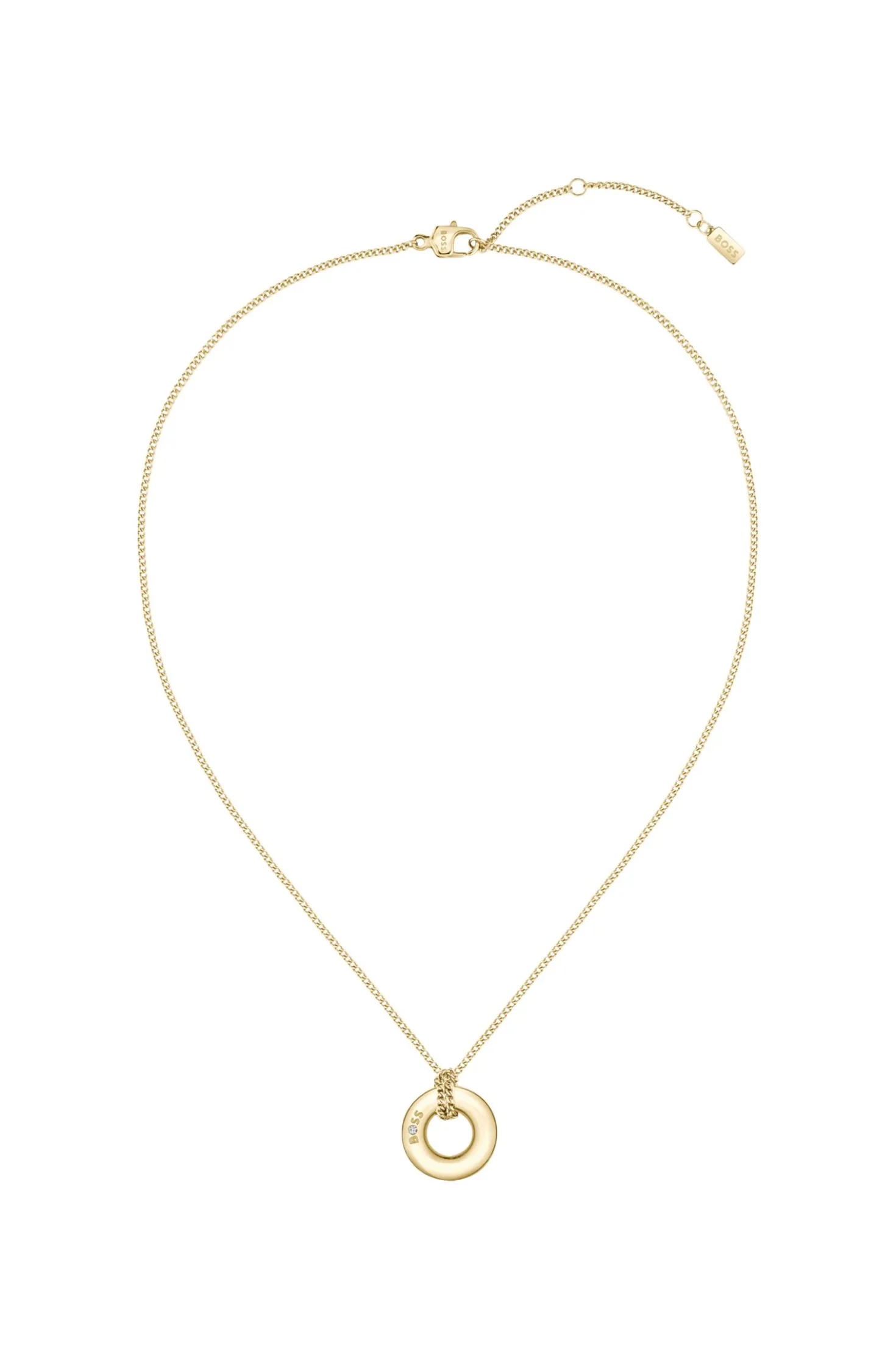 Goldfarbene Halskette mit Logo-Ring