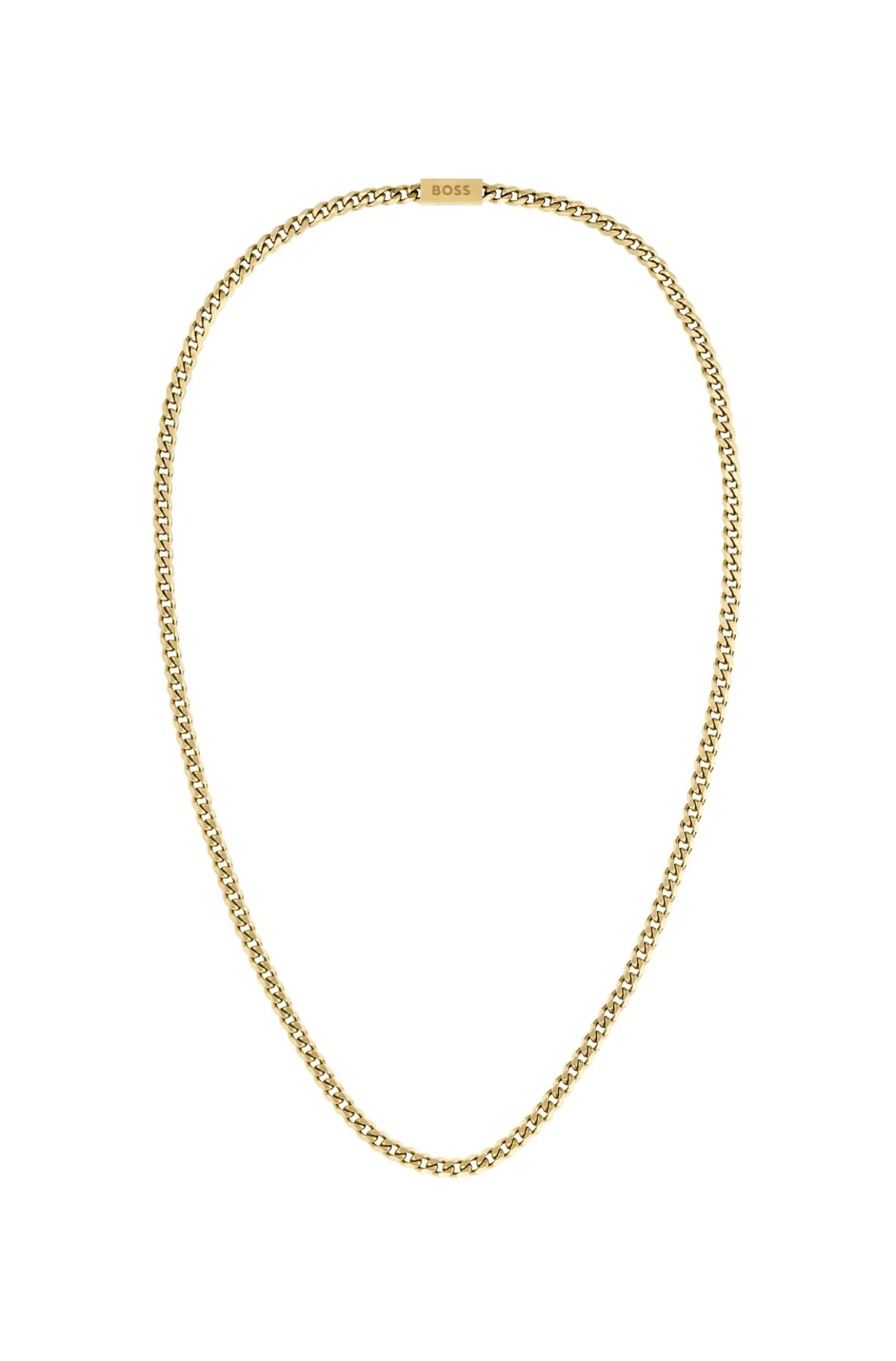 Goldfarbene Halskette mit magnetischem Logo-Druckknopf