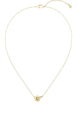 Goldfarbene Halskette mit verschlungenen Ringen und Pavé-Kristallen