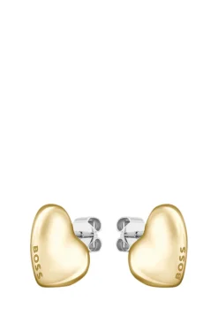 Goldfarbene Ohrringe mit herzförmigem Design