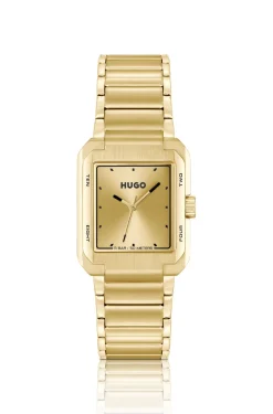 Goldfarbene Uhr mit Gliederarmband