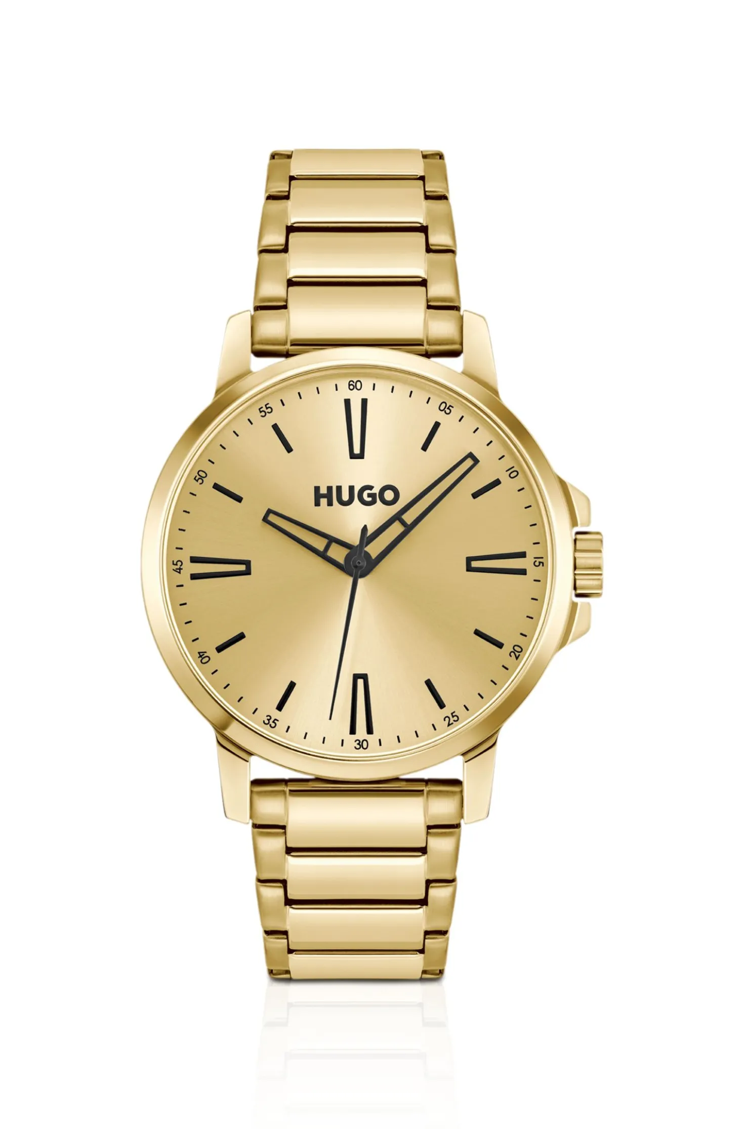 Goldfarbene Uhr mit tonalem Zifferblatt und Armband