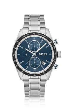 Grand Prix Vitesse Uhr mit integriertem Armband und blauem Zifferblatt