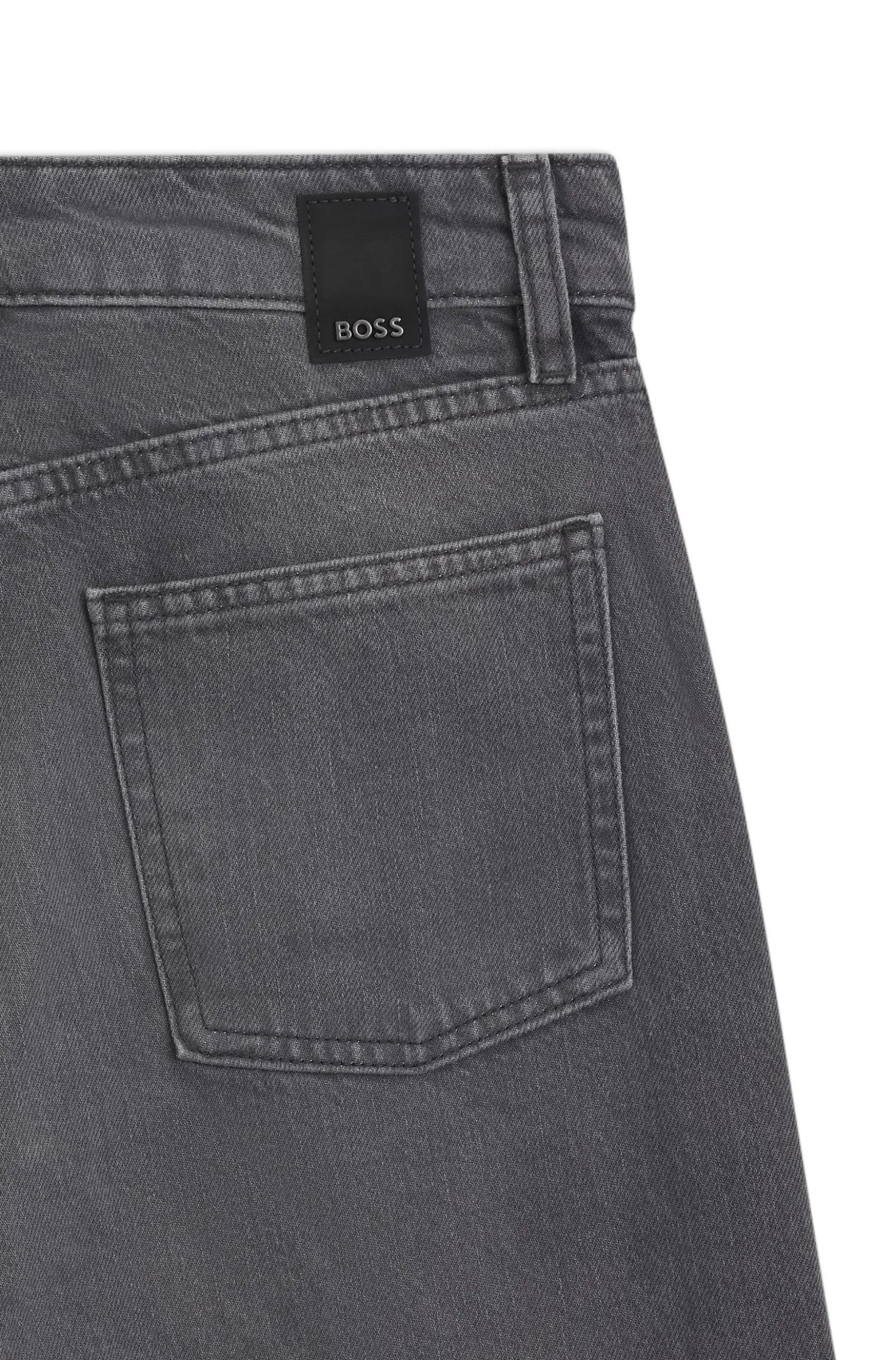 Graue Boyfriend-Fit Jeans aus festem Denim