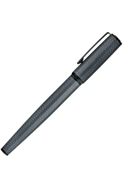 Grauer Tintenroller aus Aluminium mit Gravur in Mesh-Optik