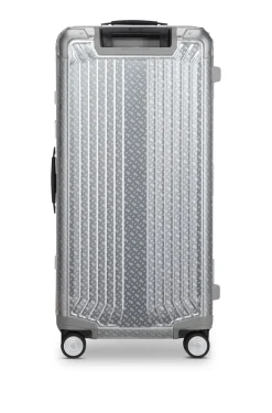Großer BOSS x Samsonite Koffer aus silberfarbenem Aluminium 80 cm