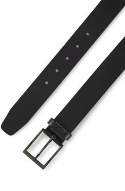 Gürtel aus italienischem Leder mit gebürsteten Metalldetails