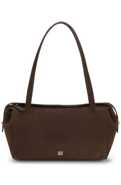 Handtasche aus Veloursleder-Imitat mit metallenem Stack-Logo