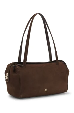 Handtasche aus Veloursleder-Imitat mit metallenem Stack-Logo