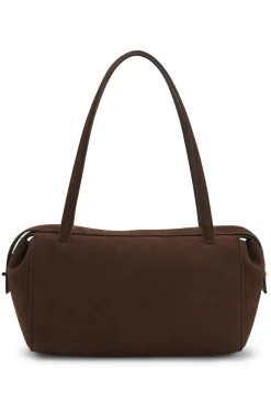 Handtasche aus Veloursleder-Imitat mit metallenem Stack-Logo