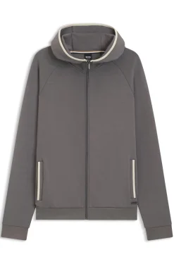Hoodie aus Baumwoll-Mix mit Reißverschluss und Kontrast-Einfassung