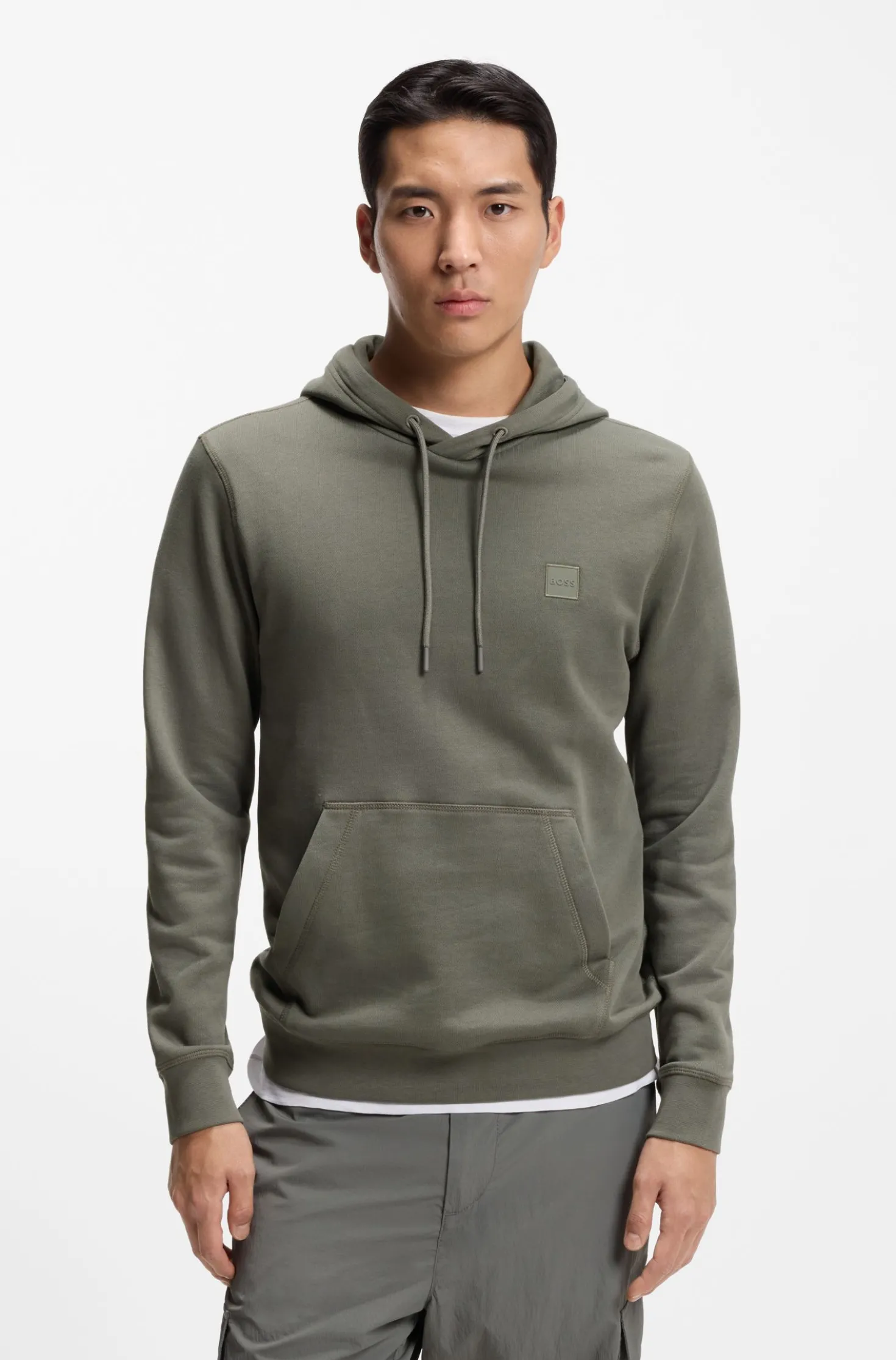 Hoodie aus Baumwoll-Terry mit Logo-Aufnäher