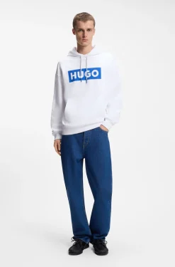 Hoodie aus Baumwoll-Terry mit rechteckigem Logo-Print