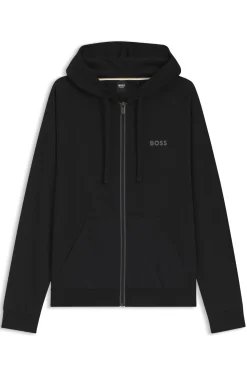 Hoodie aus Baumwoll-Terry mit kontrastfarbenem Reißverschluss