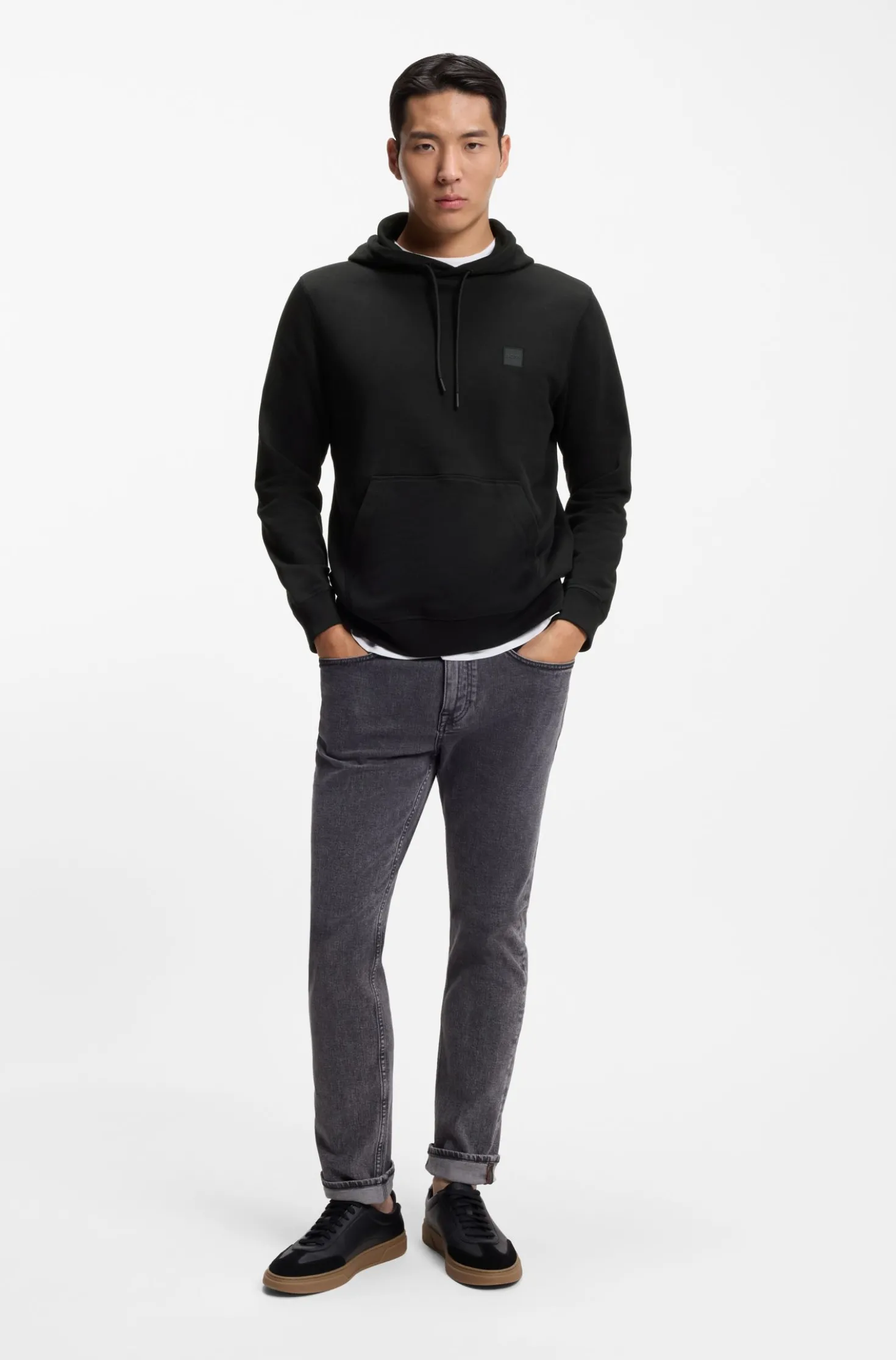 Hoodie aus Baumwoll-Terry mit Logo-Aufnäher