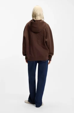 Hoodie aus Baumwoll-Terry mit Reißverschluss und Logo-Prägungen