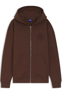 Hoodie aus Baumwoll-Terry mit Reißverschluss und Logo-Prägungen