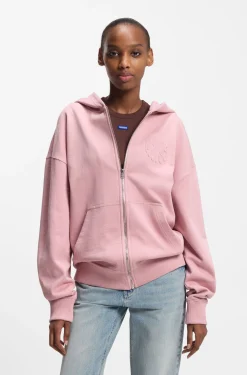 Hoodie aus Baumwoll-Terry mit Reißverschluss und Logo-Prägungen