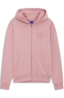 Hoodie aus Baumwoll-Terry mit Reißverschluss und Logo-Prägungen