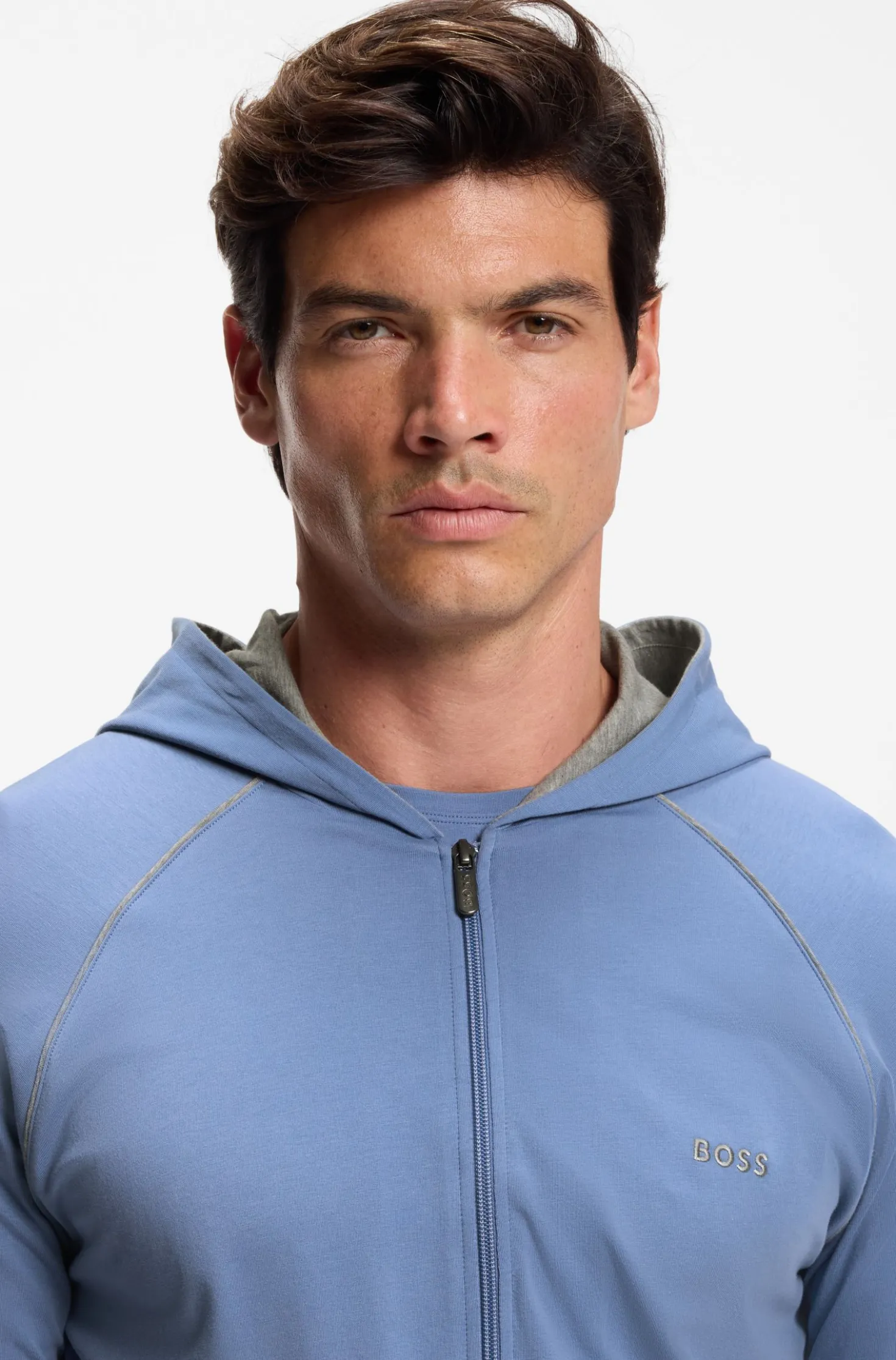 Hoodie aus Stretch-Baumwolle mit Reißverschluss