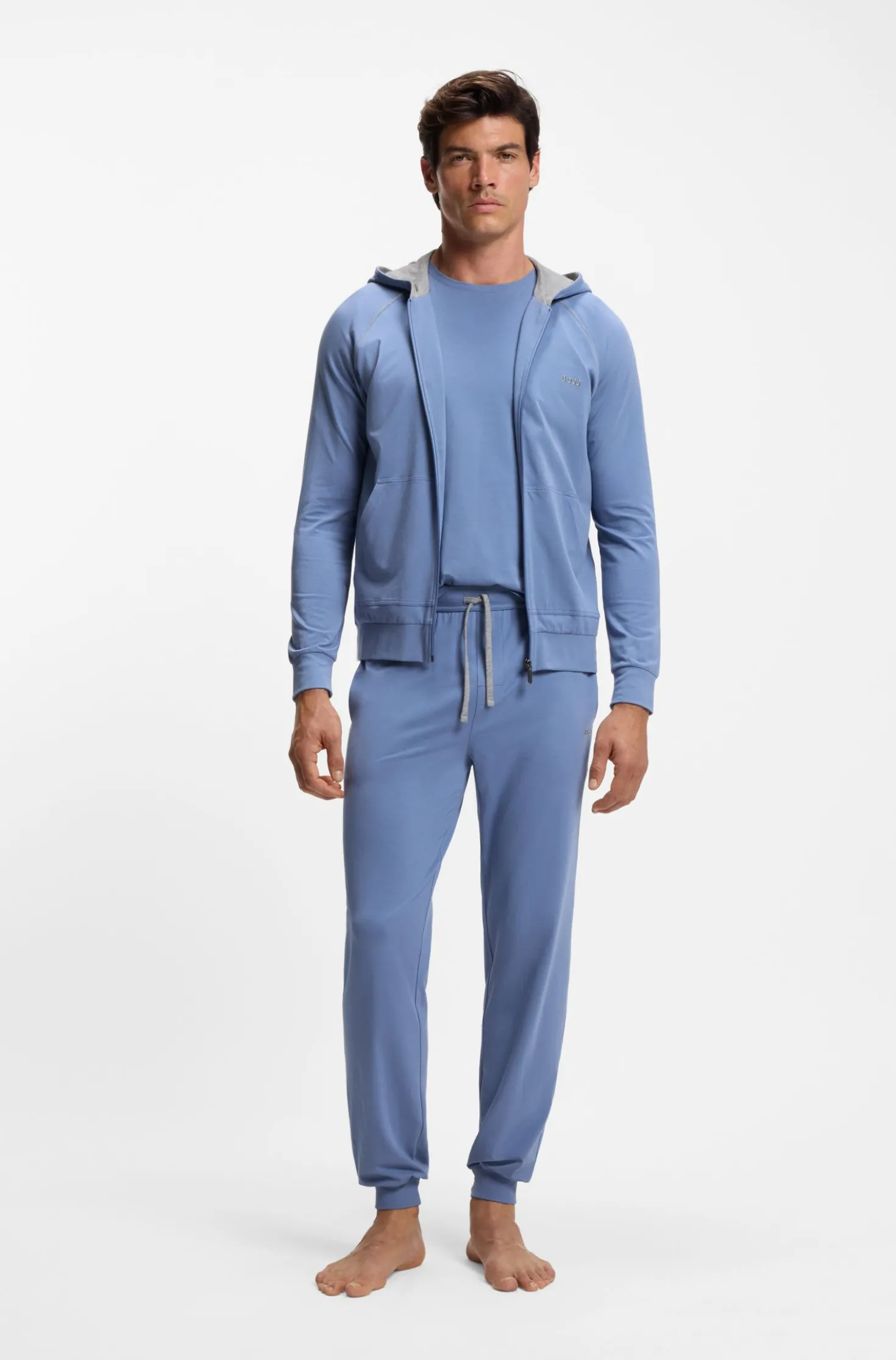 Hoodie aus Stretch-Baumwolle mit Reißverschluss