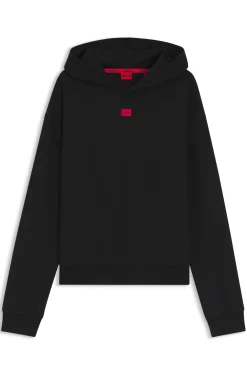 Hoodie aus Stretch-Jersey mit rotem Logo-Label