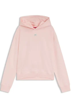 Hoodie aus Stretch-Jersey mit rotem Logo-Label