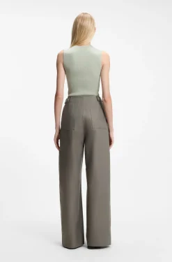 Hose aus Baumwoll-Denim mit weitem Beinverlauf