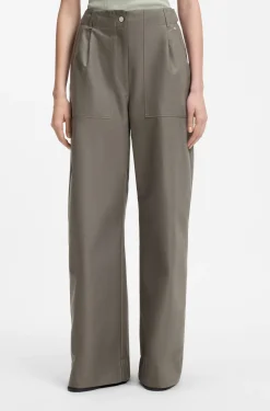 Hose aus Baumwoll-Denim mit weitem Beinverlauf