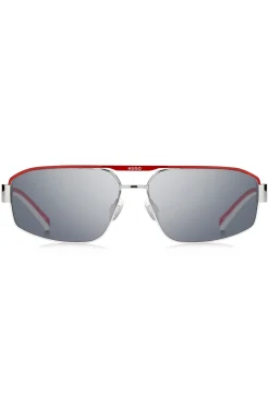 HUGO Eyewear Sonnenbrille im Wrap-Style in Weiß und Rot
